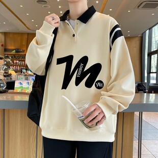 以2026新款春秋季青少年卫衣男款初高中学生长袖POLO衫大童上衣純