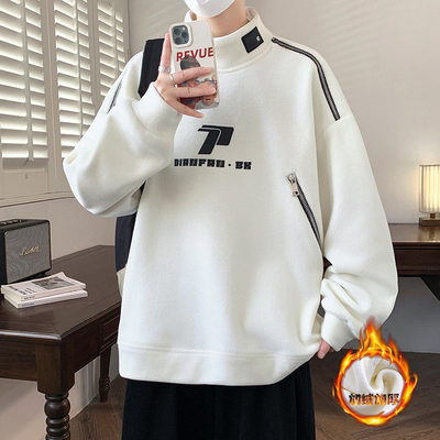 以纯双面奥粒绒卫衣加绒打底衫潮