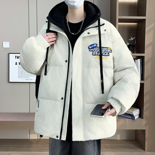 以潮牌连帽羽绒服男款冬季2025新青少年初高中学生防寒保暖外套純