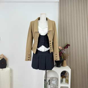 paris古着 废土色vtg12颗古铜扣夹克短外套 ASA同款