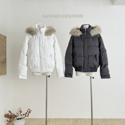 SUNONEONE 雪域山境貉子毛毛领短款派克服羽绒服女冬季加厚外套