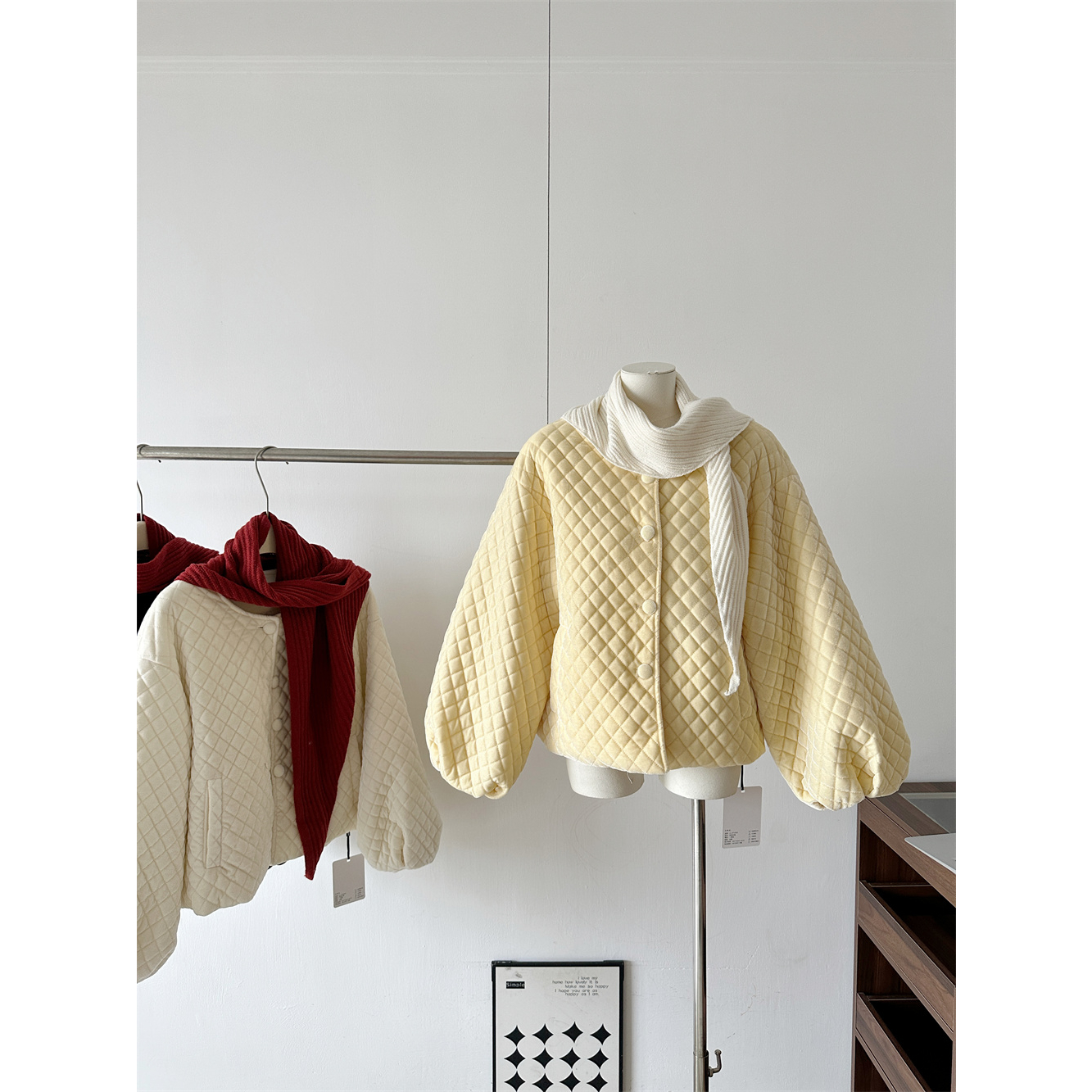 韩系简约休闲通勤气质百搭丝绒圆领外套配纯色披肩