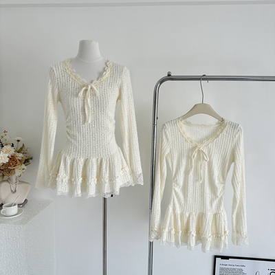 ALITTLE 乱糟糟“暖冬泡芙”巨软糯！蝴蝶结木耳边裙摆内搭女