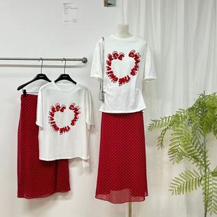 新款 美式 t恤女夏季 时尚 多巴胺好看上衣 穿搭高端气质纯棉印花短袖