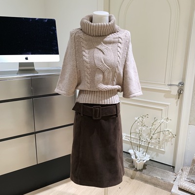 不冷BULENG原cchun纯子麻花针织斗篷羊毛上衣设计感毛衣女秋