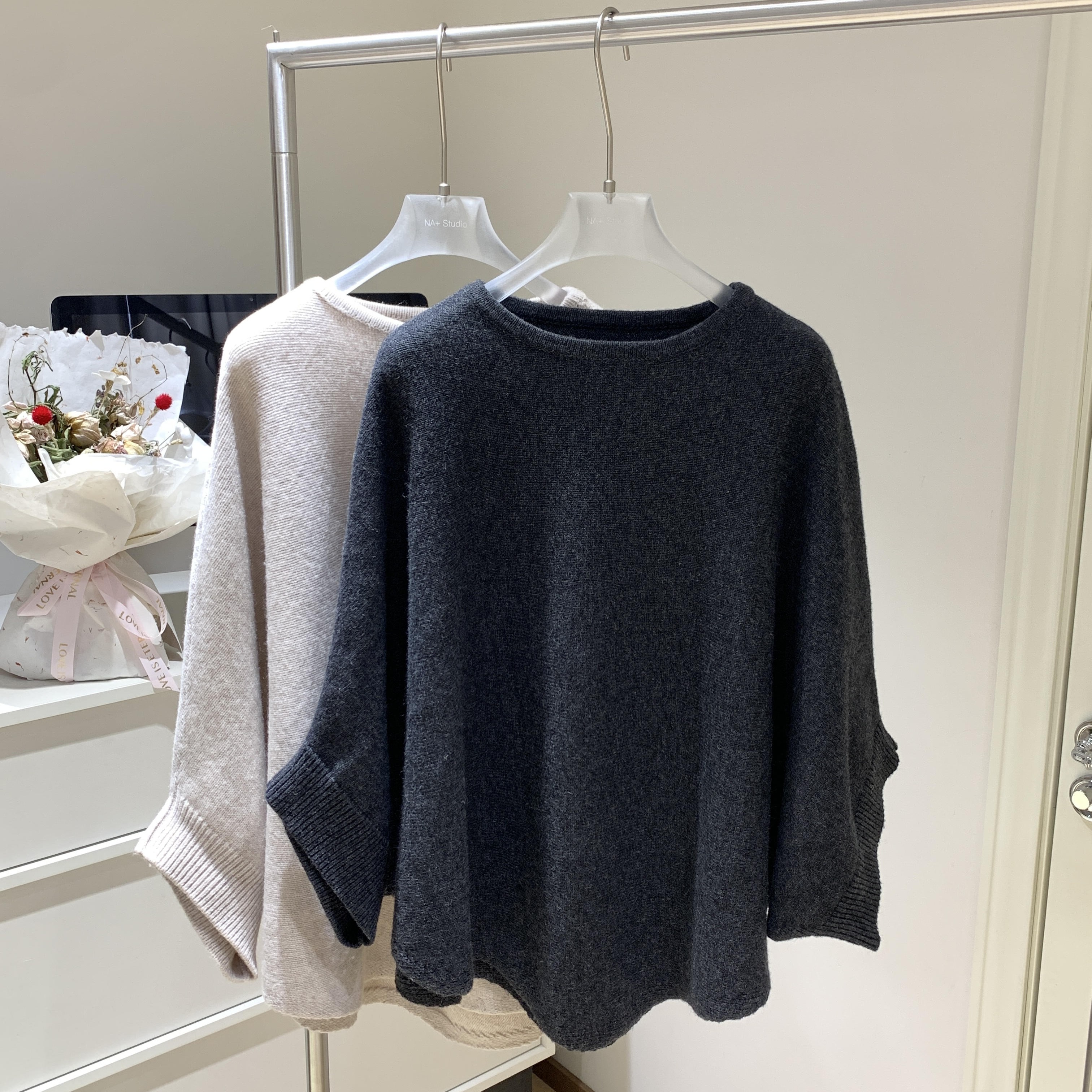 by1171瑞秋斗篷毛衣全羊毛复古小众设计感气质复古针织衫秋冬新