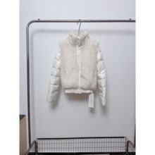 SUNONEONE 三防面料拼接短款小个子毛绒羽绒服女冬季立领显瘦外套