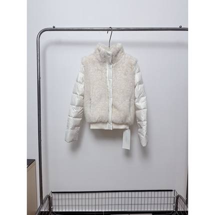 SUNONEONE 三防面料拼接短款小个子毛绒羽绒服女冬季立领显瘦外套