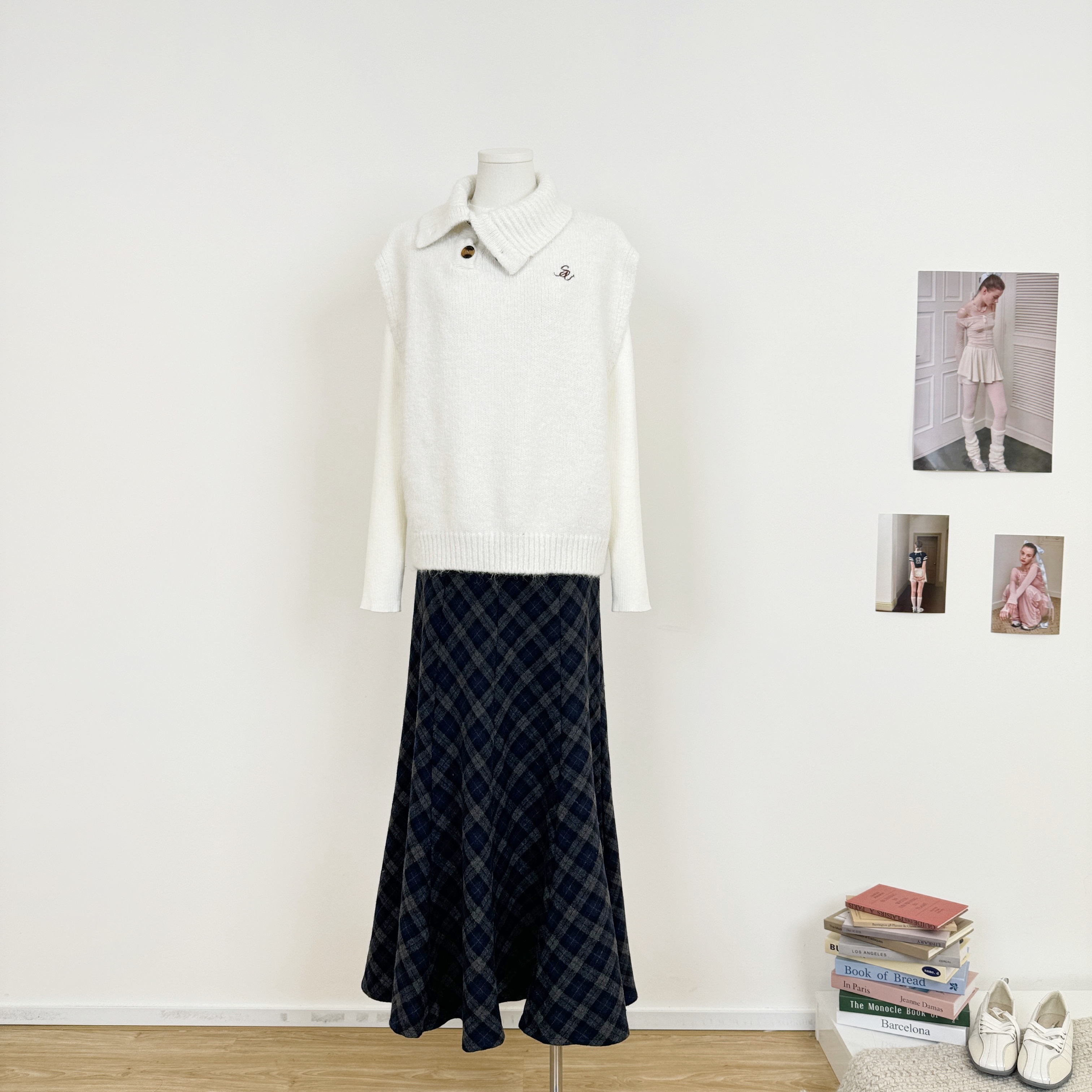 不规则翻领无袖针织马甲女秋冬保暖设计感小众韩系毛衣