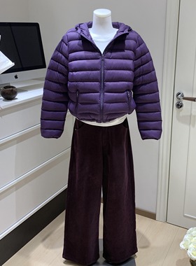 宅女同款 RARELY ALIKE 灯芯绒宽松直筒酒红色