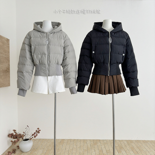 区区欧阳私服!R*O肯豆同款90白鸭绒短款连帽羽绒服加厚冬外套