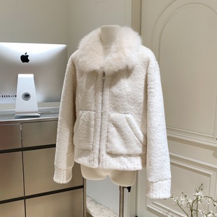opening自制 冬日暖绒 毛领保暖厚款韩系羊羔毛外套女冬夹克上衣