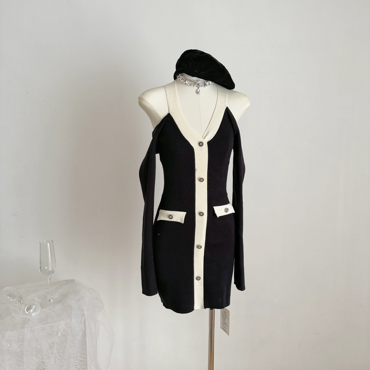 你家辣辣halo lala魅魔速成班撞色针织连衣裙内搭显瘦包臀裙