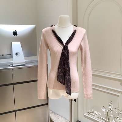 红人馆毛衣女冬季可外穿内搭慵懒高级感显瘦上衣设计感粉色针织衫