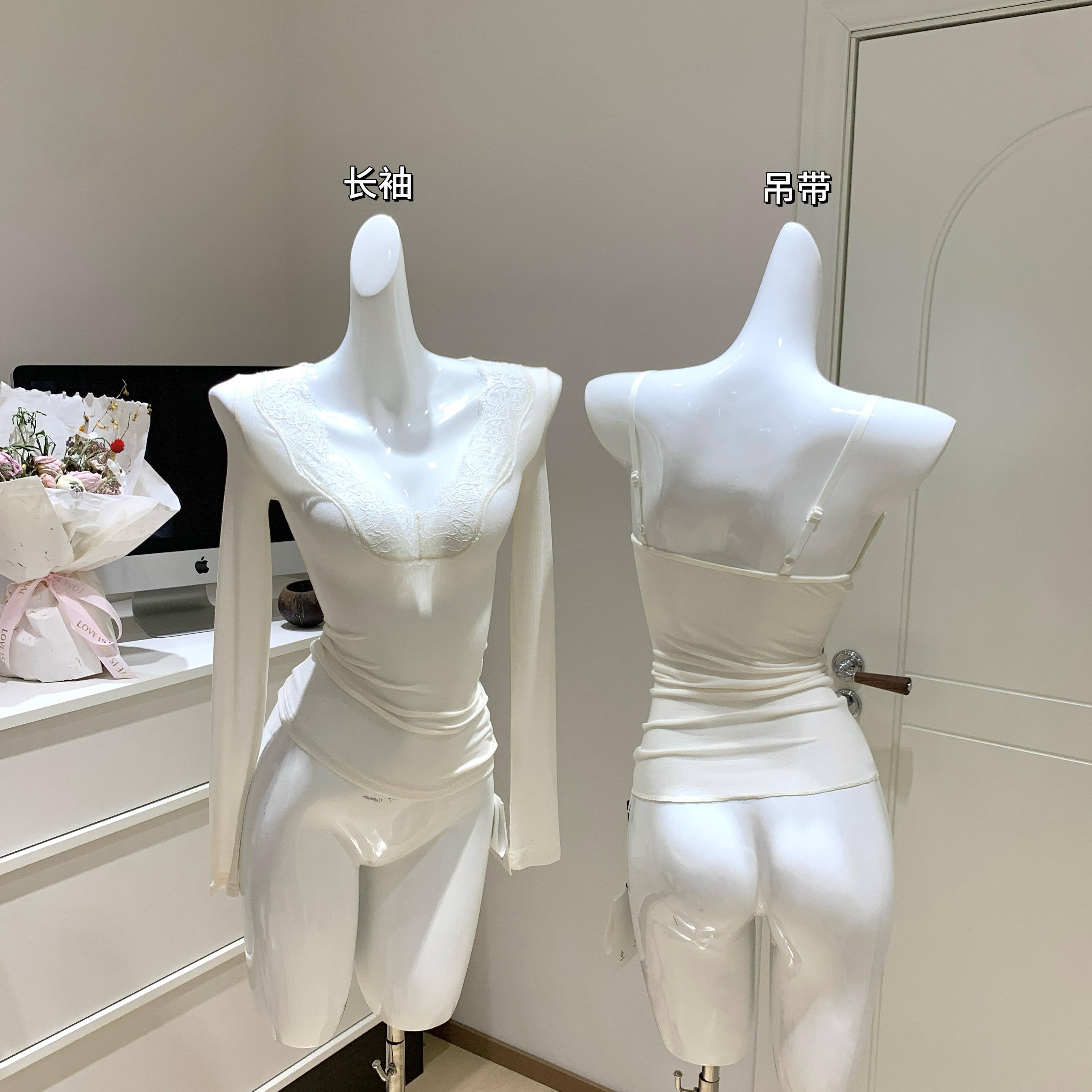 Xzichic天丝羊毛蕾丝拼接V领长袖T恤女复古收腰内搭打底衫上衣秋