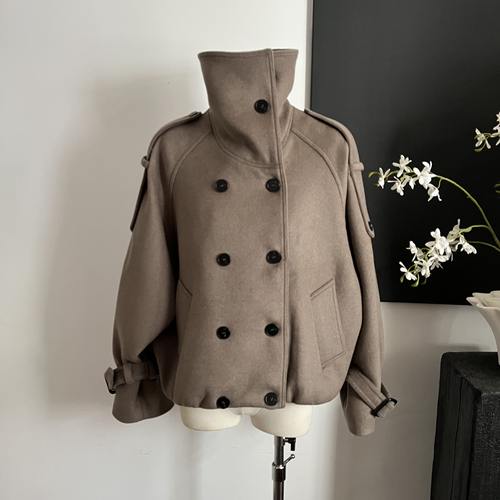 YOLO SHOP 巴黎左岸 高级感小众设计羊毛大衣女冬季短款毛呢外套