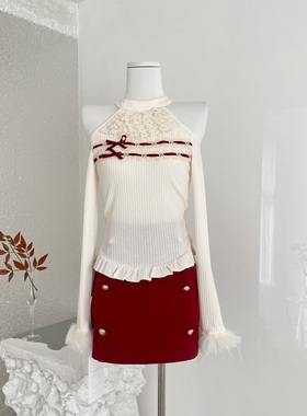 瑞茜 奈奈心绪 秋冬纯欲风小众设计显瘦上衣短裙R66360-1H