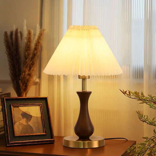 法式中古胡桃木色床头氛围台灯