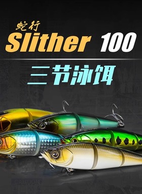 新品EOA三节泳饵蛇行Slither100龚磊蛇形缓沉小多节鱼远投硬饵