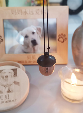 宠物去世纪念毛发牙齿樱桃木相框