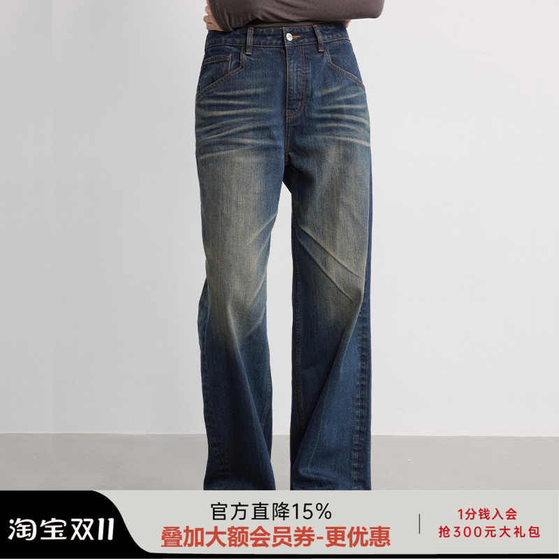 JCAESAR WOMEN 复古套色直筒蓝牛 13oz丹宁面料 中低腰版型