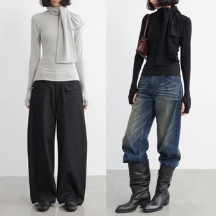 WOMEN 领口系带卫衣 围巾打底衫 优可丝棉 多色 半指长袖 JCAESAR