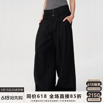 JCAESAR双腰前插袋打褶长裤
