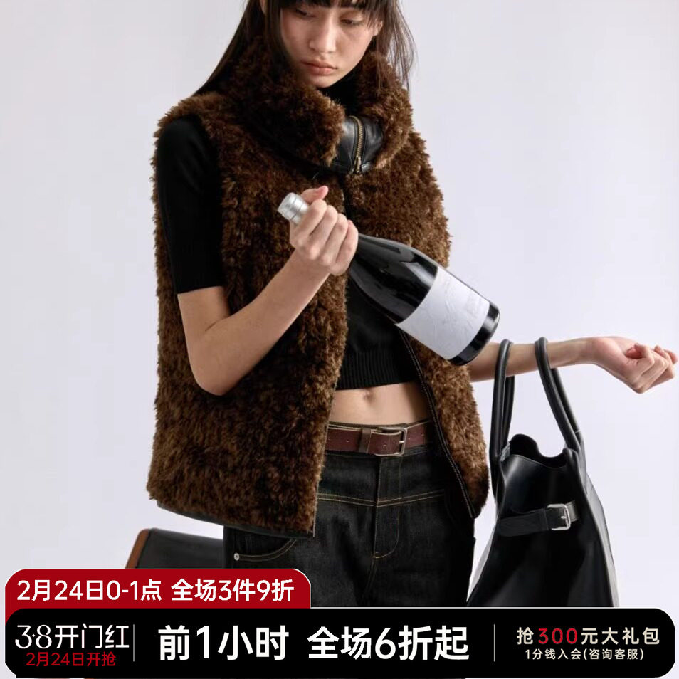 JCAESAR WOMEN 双面穿皮草马甲 90%白鸭绒 排骨羽绒服 保暖御寒