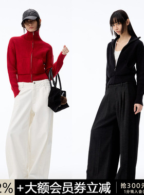 JCAESAR WOMEN 坑条短毛衣 高克重粗坑条肌理 合体微修身针织开衫