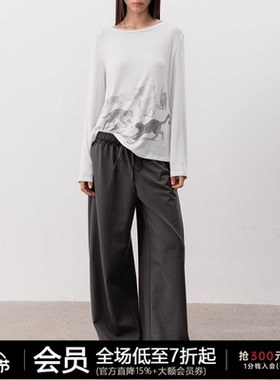 JCAESAR WOMEN 小猫印花长袖 天丝羊毛混纺 内搭单穿 日常通勤