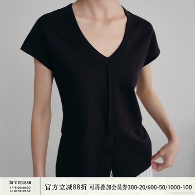 JCAESAR V-NECK TEE V领半开襟短袖 抗皱飞袖 3扣门襟百搭