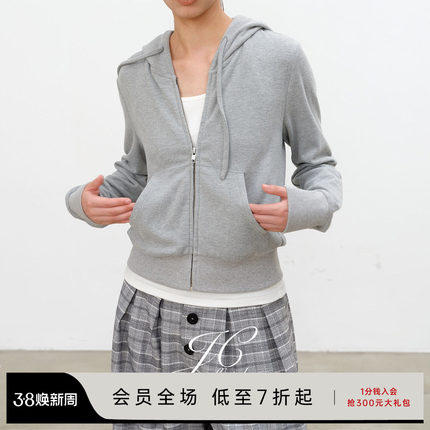 JCAESAR WOMEN 半抽绳连帽卫衣 优可丝混纺 保暖抗菌 正肩裁剪