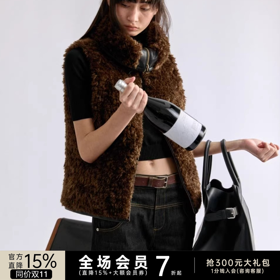 JCAESAR WOMEN 双面穿皮草马甲 90%白鸭绒 排骨羽绒服 保暖御寒