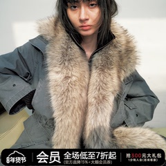 JCAESAR WOMEN 可拆卸毛领收腰派克棉服 多种穿法 工装皮草外套冬