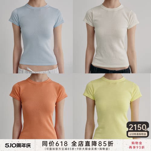 JCAESAR WOMEN TEE冰丝圆领修身短袖t恤 细腻柔软透气 直角肩收腰