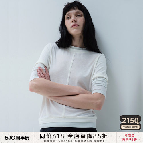JCAESAR WOMEN 假两件堆袖短袖t恤 奥地利天丝羊毛混纺 亲肤柔软