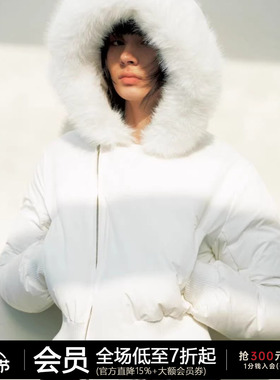 JCAESAR WOMEN 90白鸭绒 可拆卸毛领 斜门襟连帽短款羽绒服外套冬