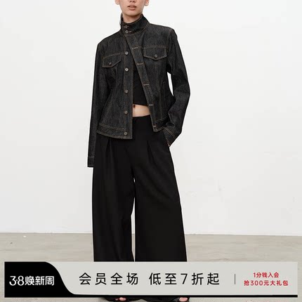 JCAESAR WOMEN 斜门襟收腰原牛夹克 12oz丹宁 挺阔有型牛仔外套秋