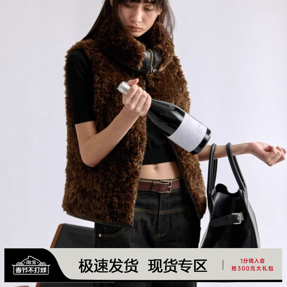 JCAESAR WOMEN 双面穿皮草马甲 90%白鸭绒 排骨羽绒服 保暖御寒