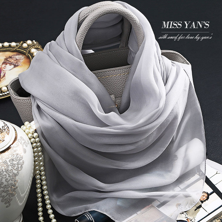 杭妍浅灰色真丝丝巾披肩纱巾女100%桑蚕丝长款围巾春秋冬夏季防晒,服饰配件/皮带/帽子/围巾,围巾/丝巾/披肩,淘宝优惠券,粉丝福利购,淘宝优惠卷