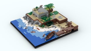 二战军事太平洋战役美军德军战争场景废墟战壕拼装益智积木玩具