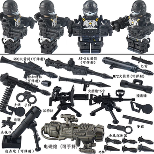 军事三方小人仔辐射动力盔甲装甲T60积木模型手办武器枪玩具科幻