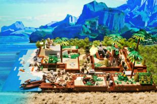 二战军事太平洋战役美军德军战争场景废墟战壕拼装益智积木玩具