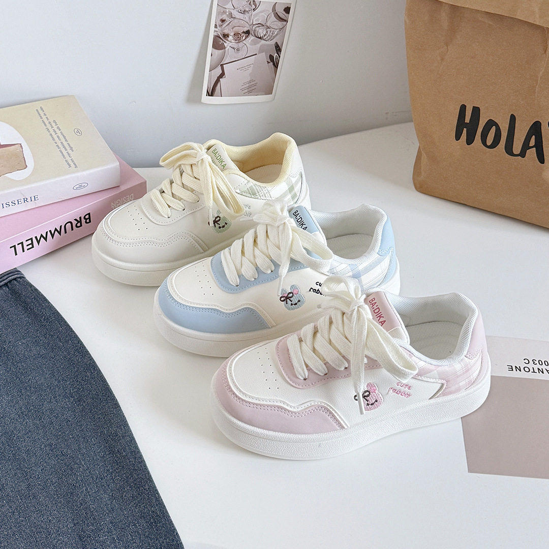 可爱兔子原创小众板鞋女款2026新款春季女鞋厚底小白鞋透气运动鞋