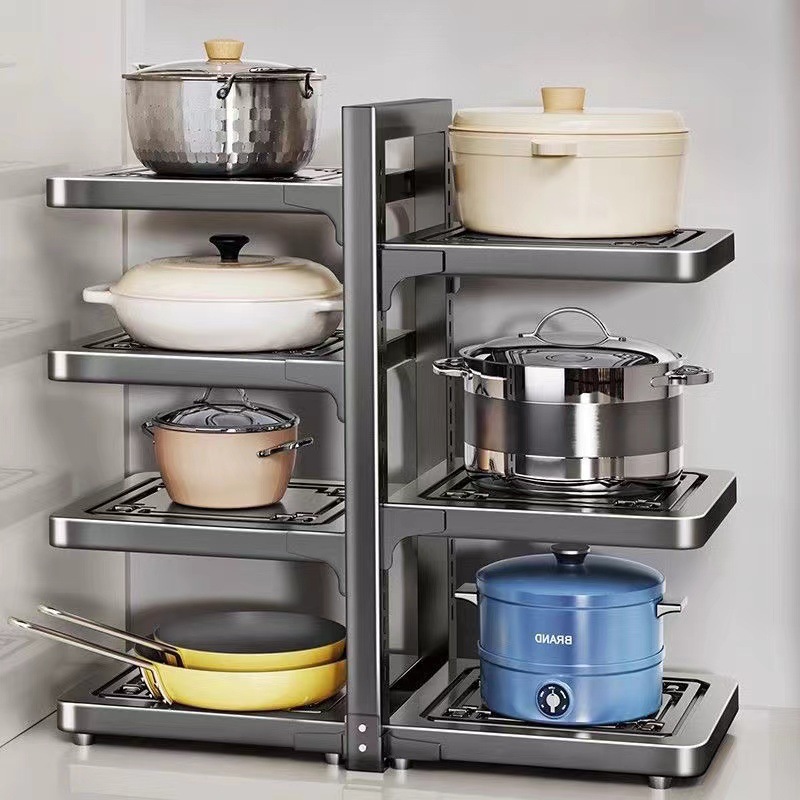 厨房锅具架多层置物架多功能橱柜收纳锅架下水槽柜内落地台面锅架