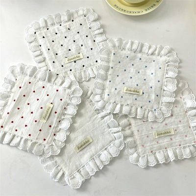 53261 ins爱心花边小餐巾餐垫杯垫双层多用途防尘餐厅西餐咖啡用