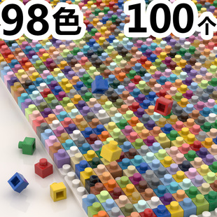 100个微颗粒迷你钻石积木配件4mmDIY积木1x1像素基础矮砖块零件