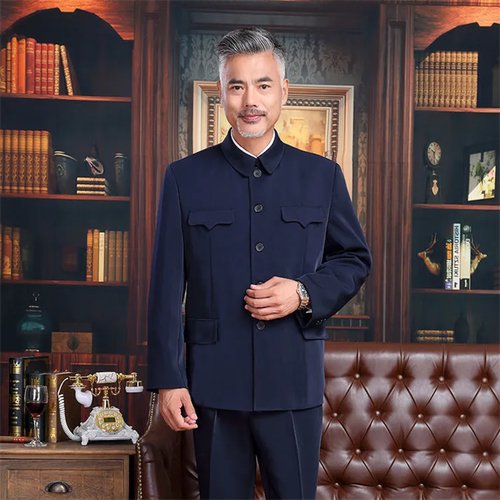 中老年中山装上衣套装春秋装外套