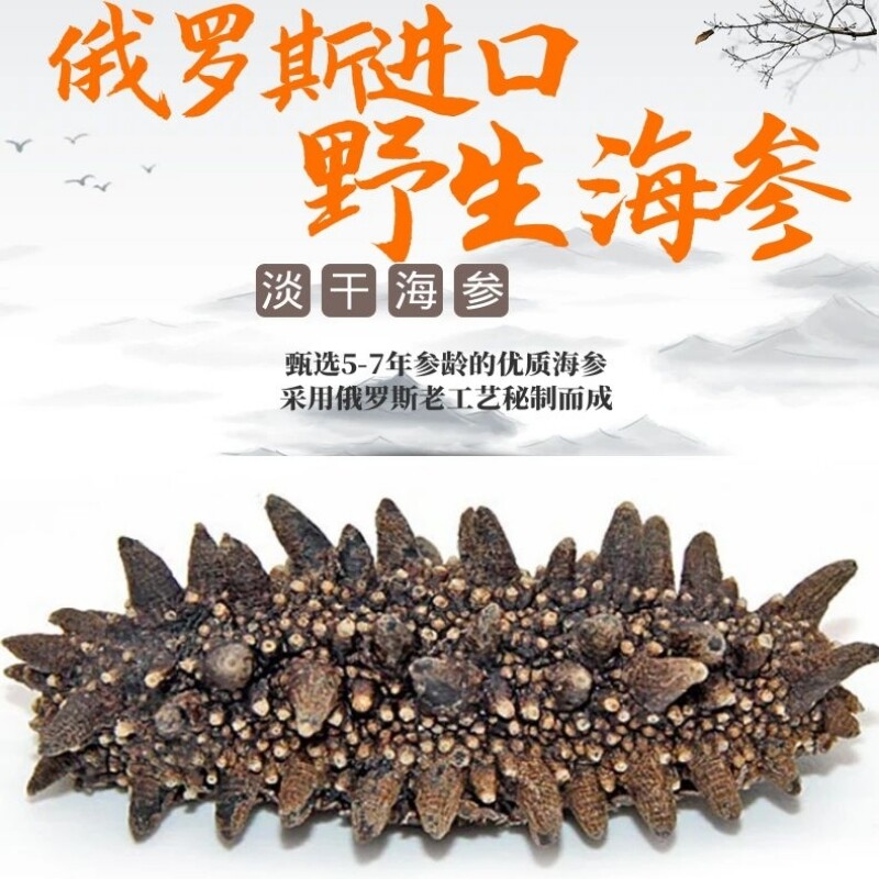 俄罗斯进口野生大红淡干海参六排刺参100头原参孕妇滋补海参礼盒