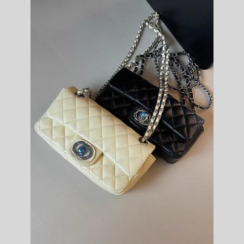 【833#编码】小香风中古款迷你CF斜挎包菱格链条包单肩包小包